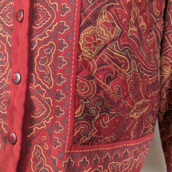 90s Vintage Coldwater Creek Plaid Quilted Jacket Rust Red Brown Size 16 - Picture 9 of 16